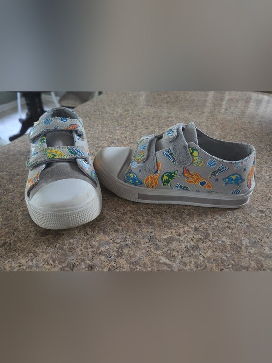Other - Kids Grey Canvas Light Up Sneakers with Colorful Space Print